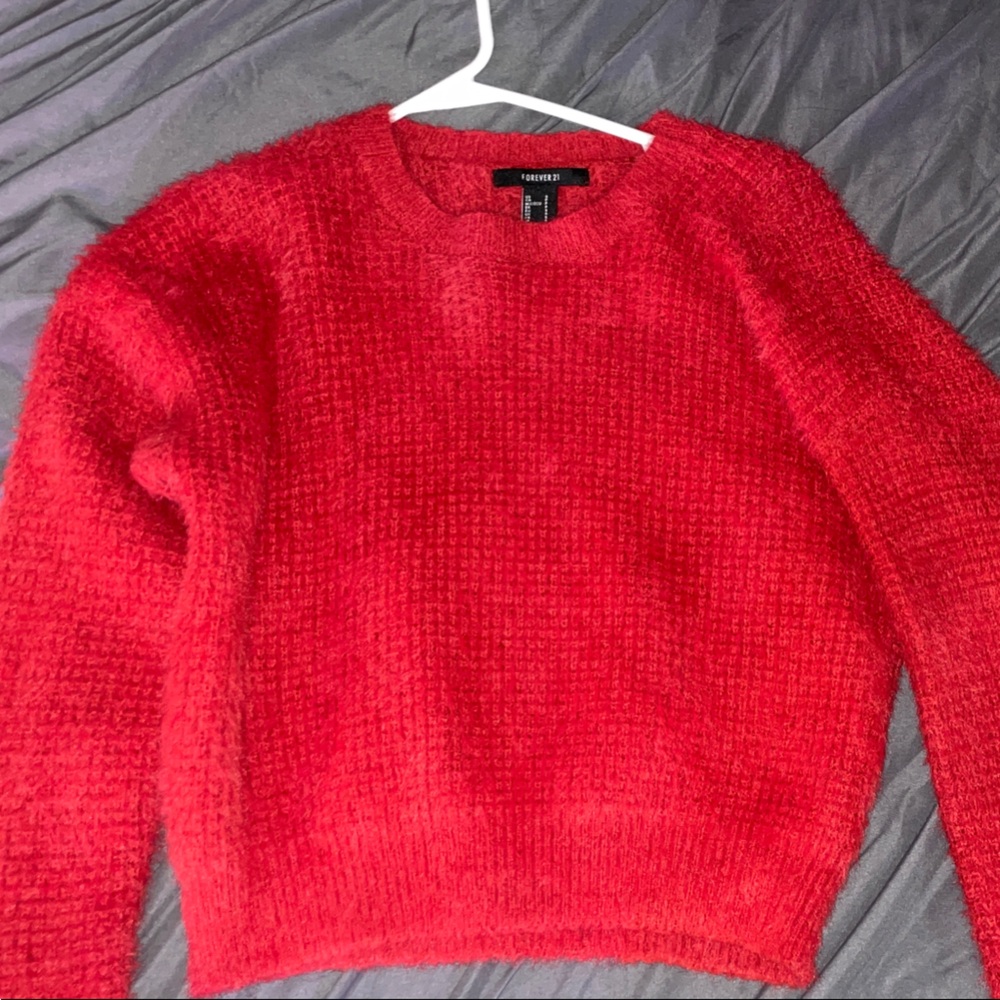 Forever 21 Vibrant Red Crew Neck Sweater